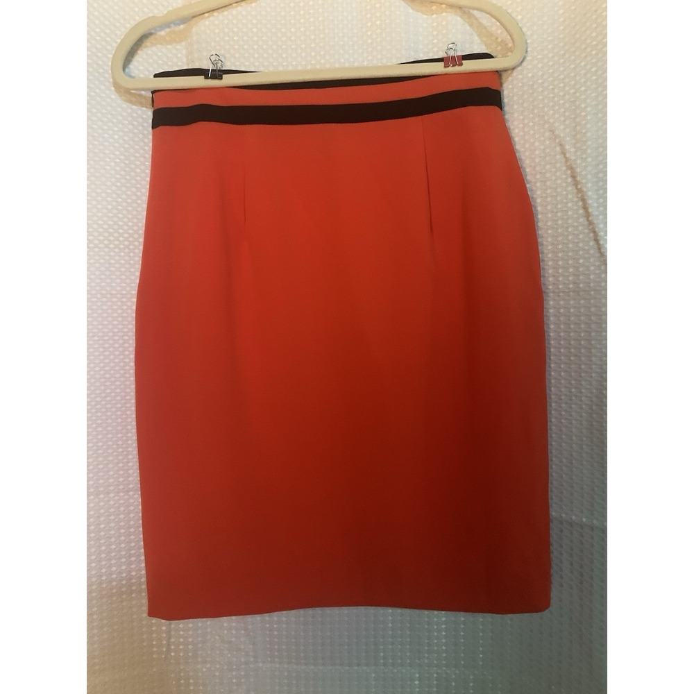 Womens Worthington Orange Pencil Skirt w Black Stripes and Side Zipper Size 10 - Picture 3 of 5